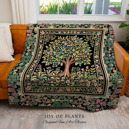 Fairy Garden Tree of Life Tapestry Blanket Jacquard Woven Coverlet