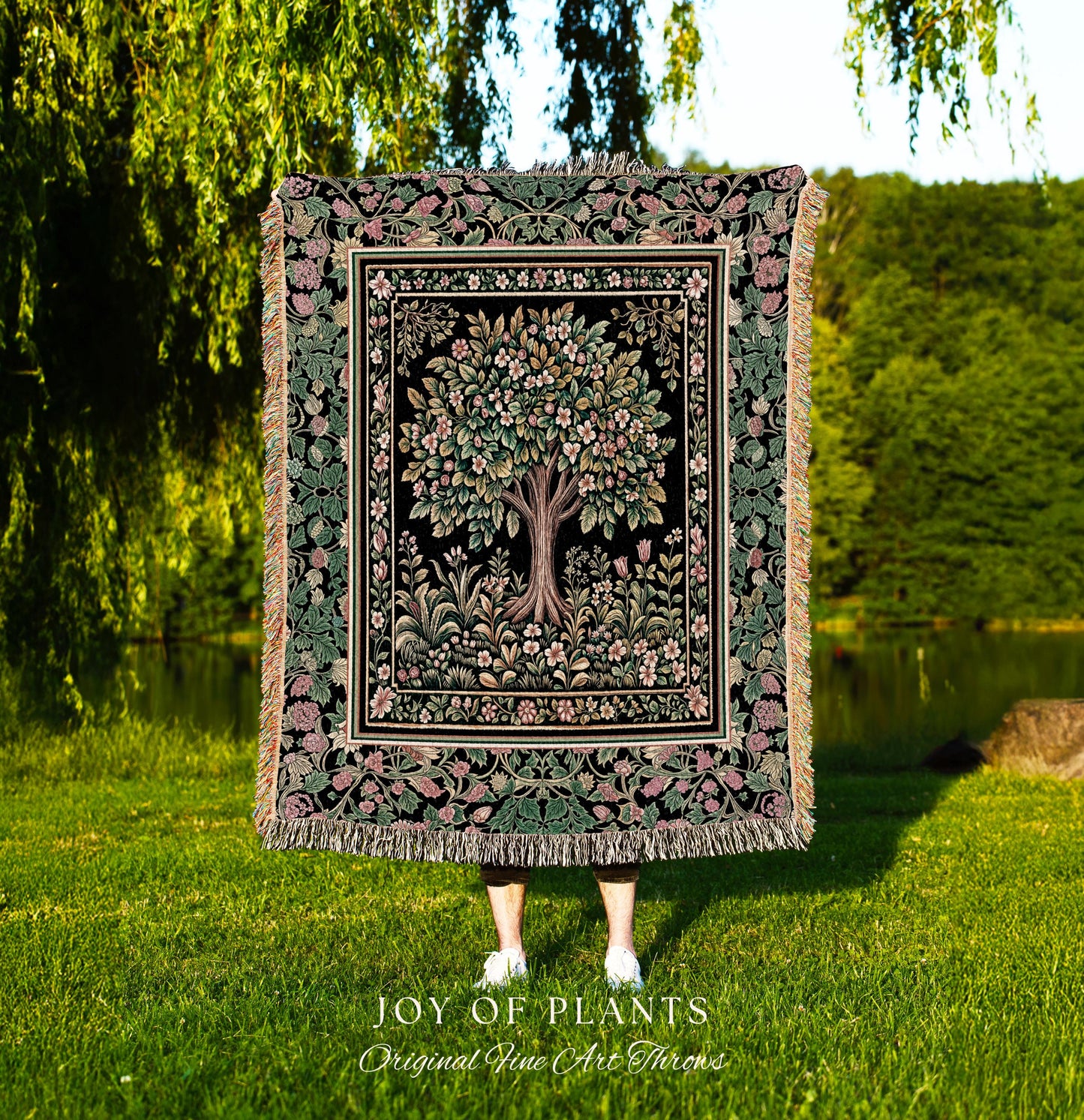 Fairy Garden Tree of Life Tapestry Blanket Jacquard Woven Coverlet