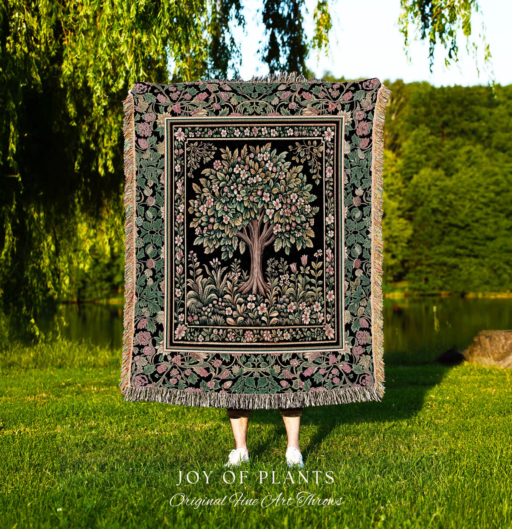 Fairy Garden Tree of Life Tapestry Blanket Jacquard Woven Coverlet