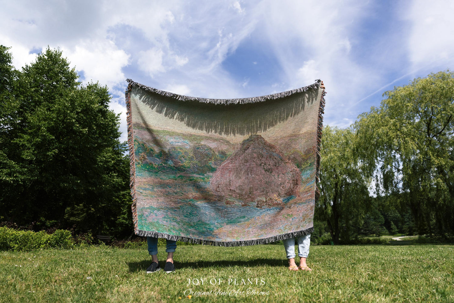 Haystacks Tapestry Monet Fine Art Blanket | Rustic Countryside Charm Muted Earth Tones Aesthetic Home Decor And Thoughtful Art Lover Gift