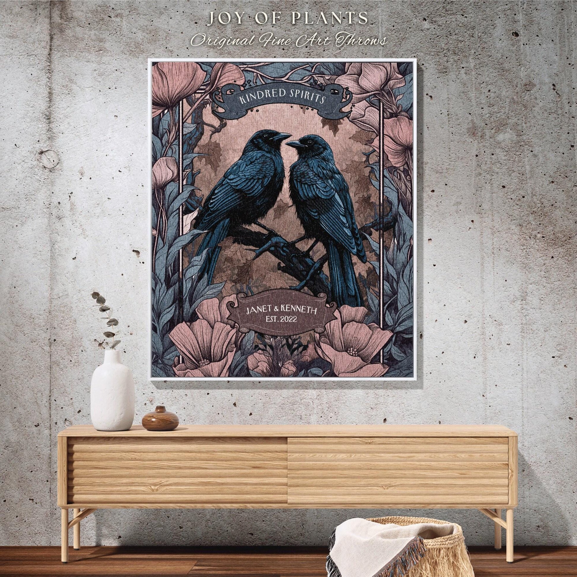 Soulmate Blanket Custom Throw Blanket Gift | Folklore Aesthetic Woven Throw Custom Dating Anniversary 'Kindred Spirits' Lovebird Tapestry |