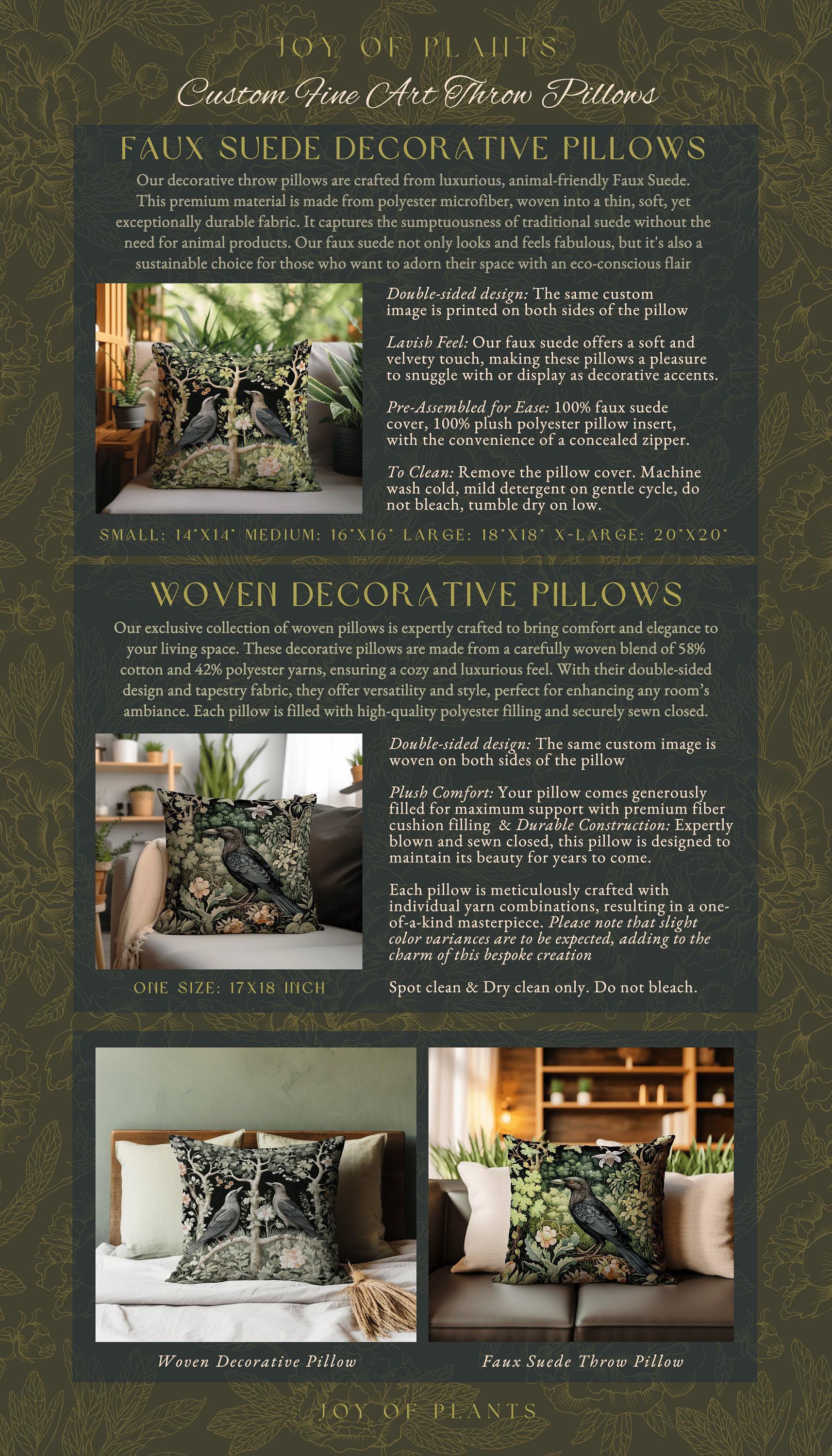 Dark Botanical Raven Throw Blanket Forestcore Decor Crowcore Aesthetic | William Morris Inspired Tapestry Blanket Dark Academia Botanical