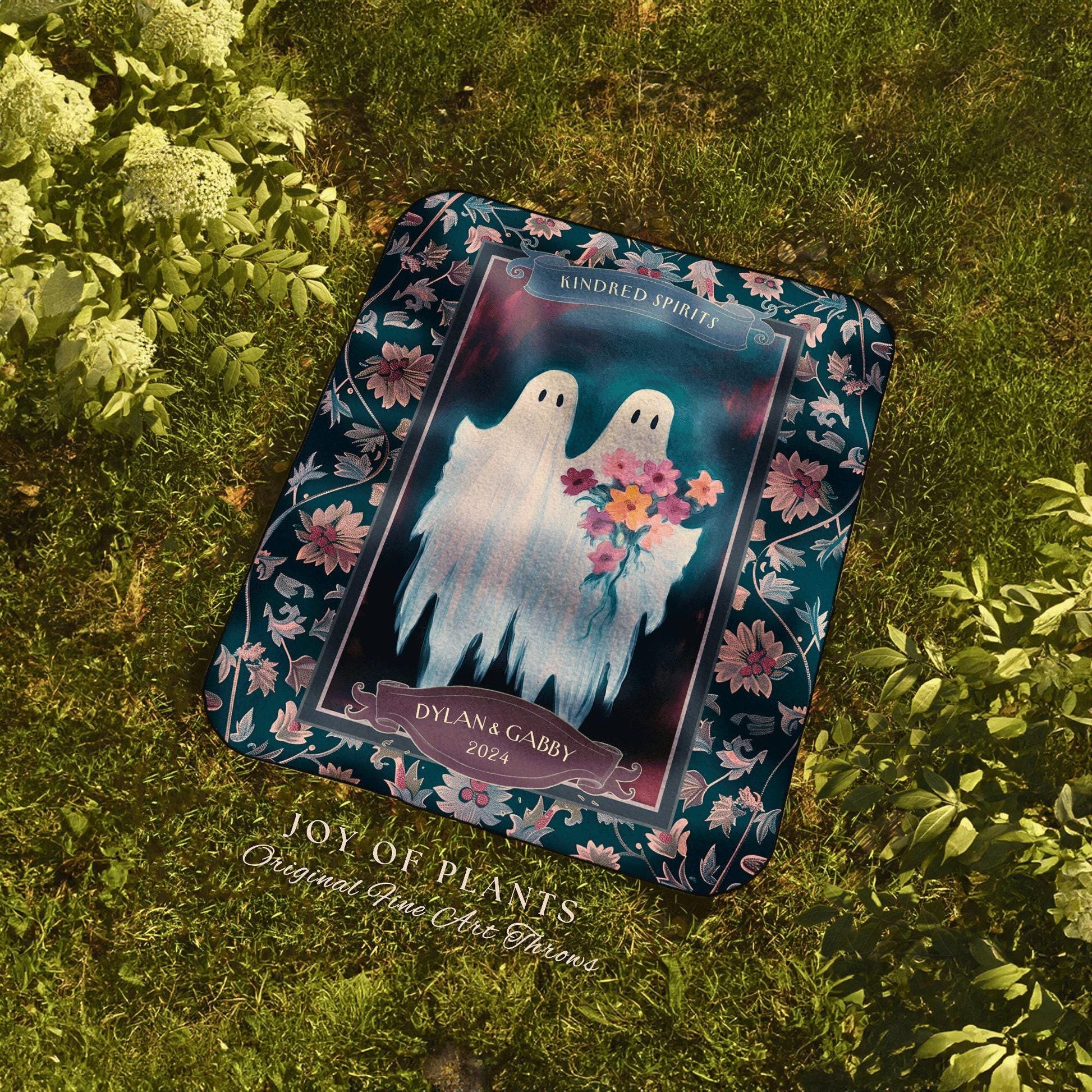 Ghostly Bride and Groom Wedding Tapestry | Ethereal Anniversary Gift Personalized Kindred Spirits His and Hers Custom Ghost Couple Throw |