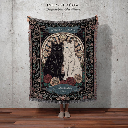 Romantic Keepsake Custom Woven Tapestry | Victorian Aesthetic Woven Blanket Custom His & Hers Gift for Couple Dark Academia Wedding Tapestry