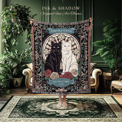 Romantic Keepsake Custom Woven Tapestry | Victorian Aesthetic Woven Blanket Custom His & Hers Gift for Couple Dark Academia Wedding Tapestry