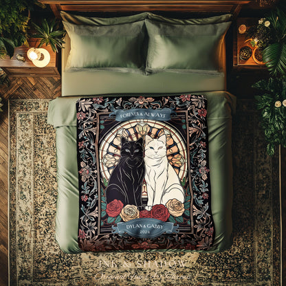 Romantic Keepsake Custom Woven Tapestry | Victorian Aesthetic Woven Blanket Custom His & Hers Gift for Couple Dark Academia Wedding Tapestry