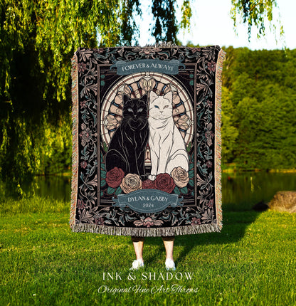 Romantic Keepsake Custom Woven Tapestry | Victorian Aesthetic Woven Blanket Custom His & Hers Gift for Couple Dark Academia Wedding Tapestry