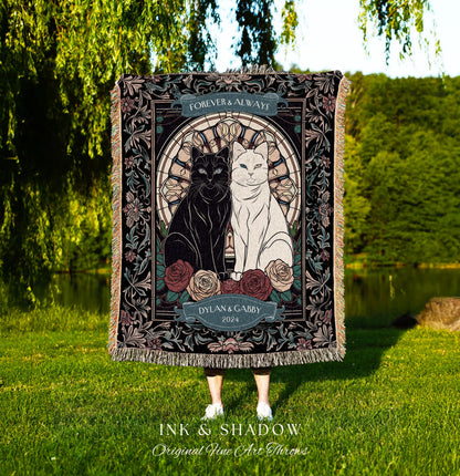 Romantic Keepsake Custom Woven Tapestry | Victorian Aesthetic Woven Blanket Custom His & Hers Gift for Couple Dark Academia Wedding Tapestry