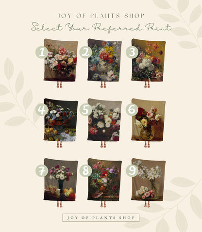 Vintage Renaissance Floral Woven Tapestry | Gothic Decor Woven Throw Blanket | Victorian Gothic Decor Woven Tapestry Vintage Throw Blanket