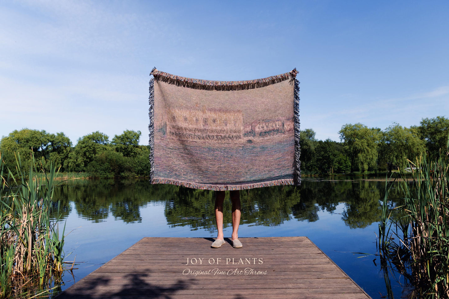 Palazzo Dario Venice Blanket Monet Painting Fine Art Throw | Venetian Inspired European Art Tapestry Dusty Rose Pastel Vintage Home Decor