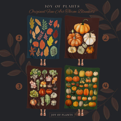 Winter Vegetables Blanket Vintage Autumn Decor Blanket Woven Wall Hanging | Throw Blanket Woven Wall Art Pumpkin Season Decor Fall Aesthetic