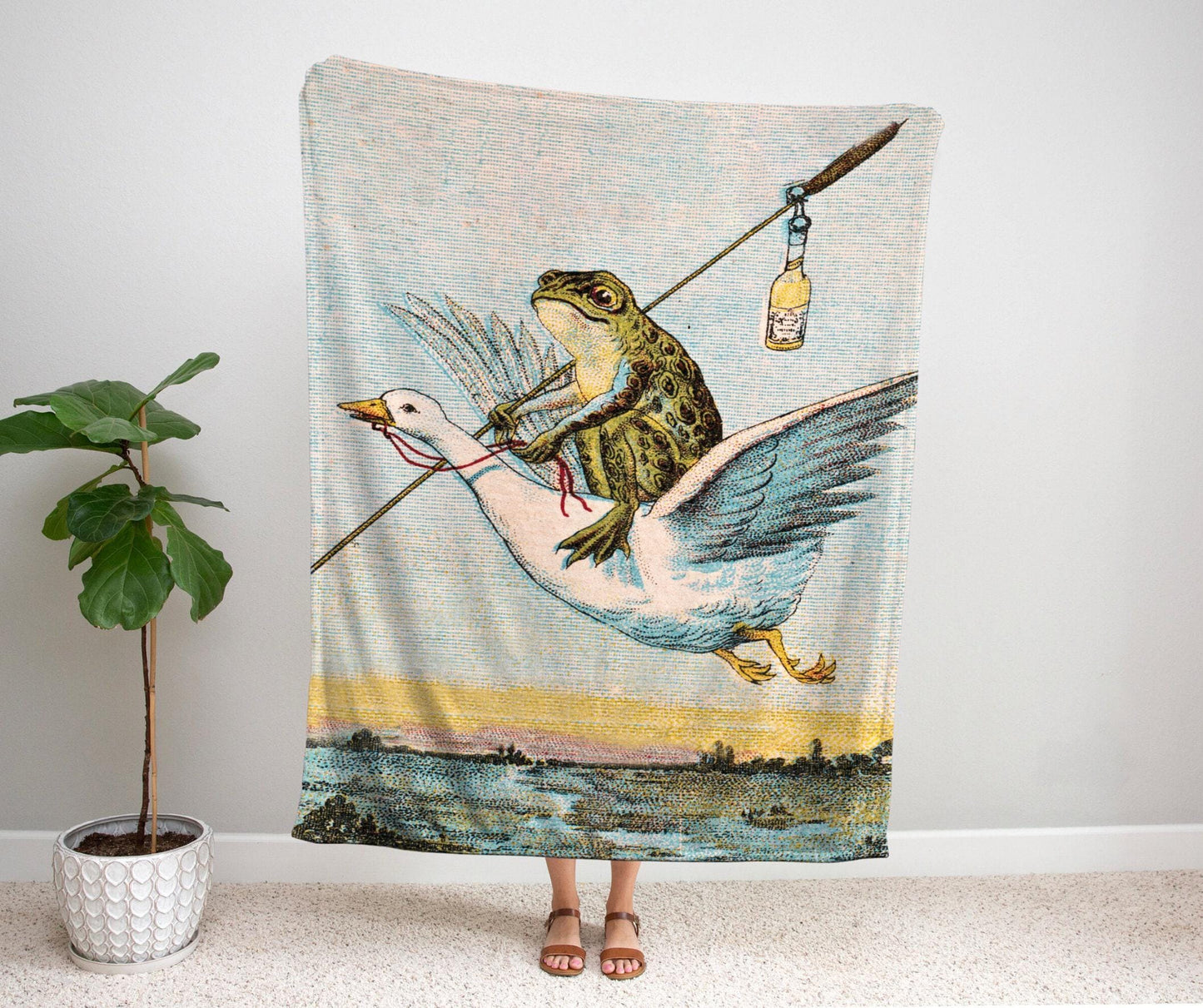 Vintage Toad Blanket | Frog Tapestry Woven | Art Blanket Woven | Frog Aesthetic Tapestry Cottagecore Decor | Fairycore Decor Woven Tapestry