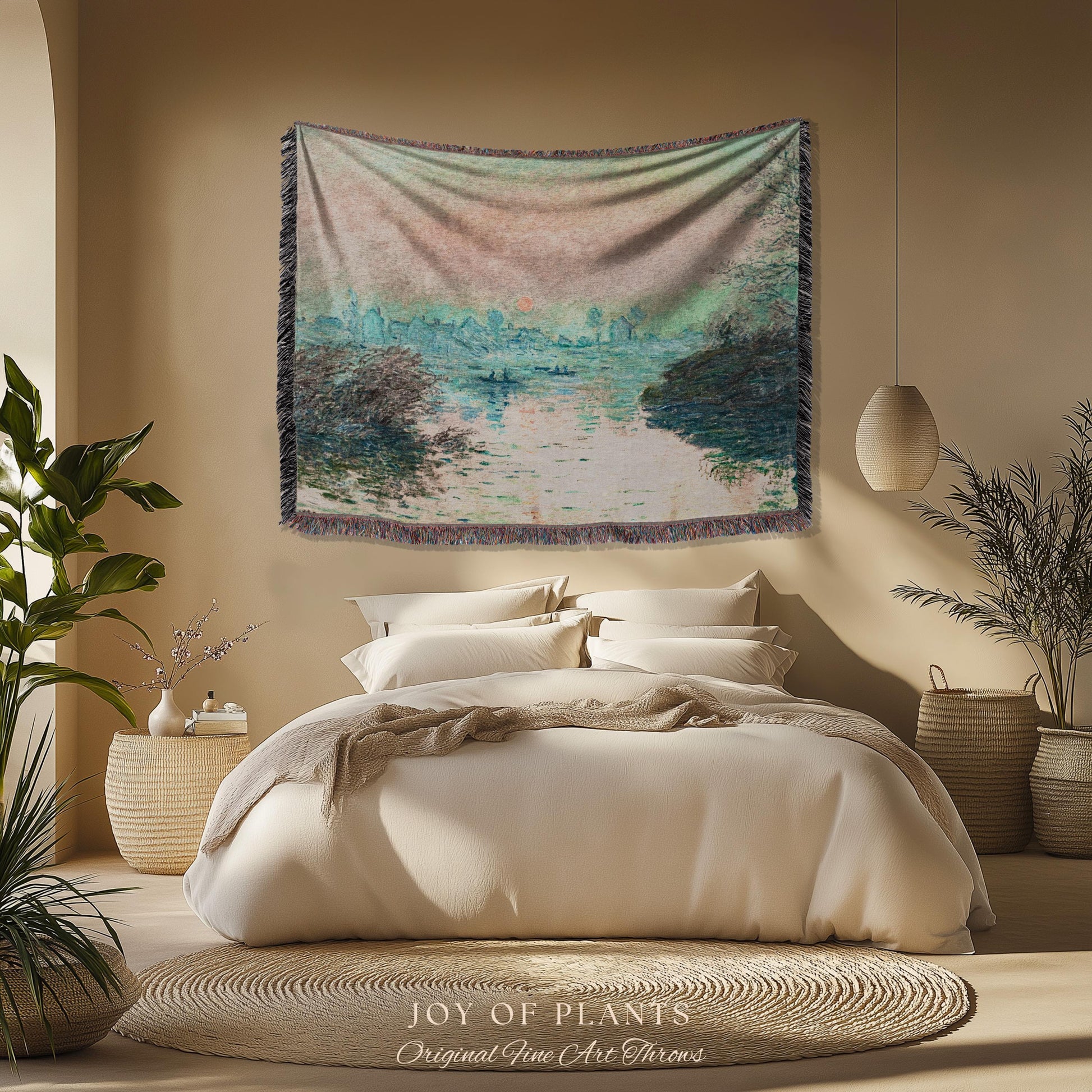 Impression Sunrise Throw | Monet Fine Art French Impressionism Blanket In Soft Pastel Hues For Cozy Cottagecore Decor And Artistic Home Gift