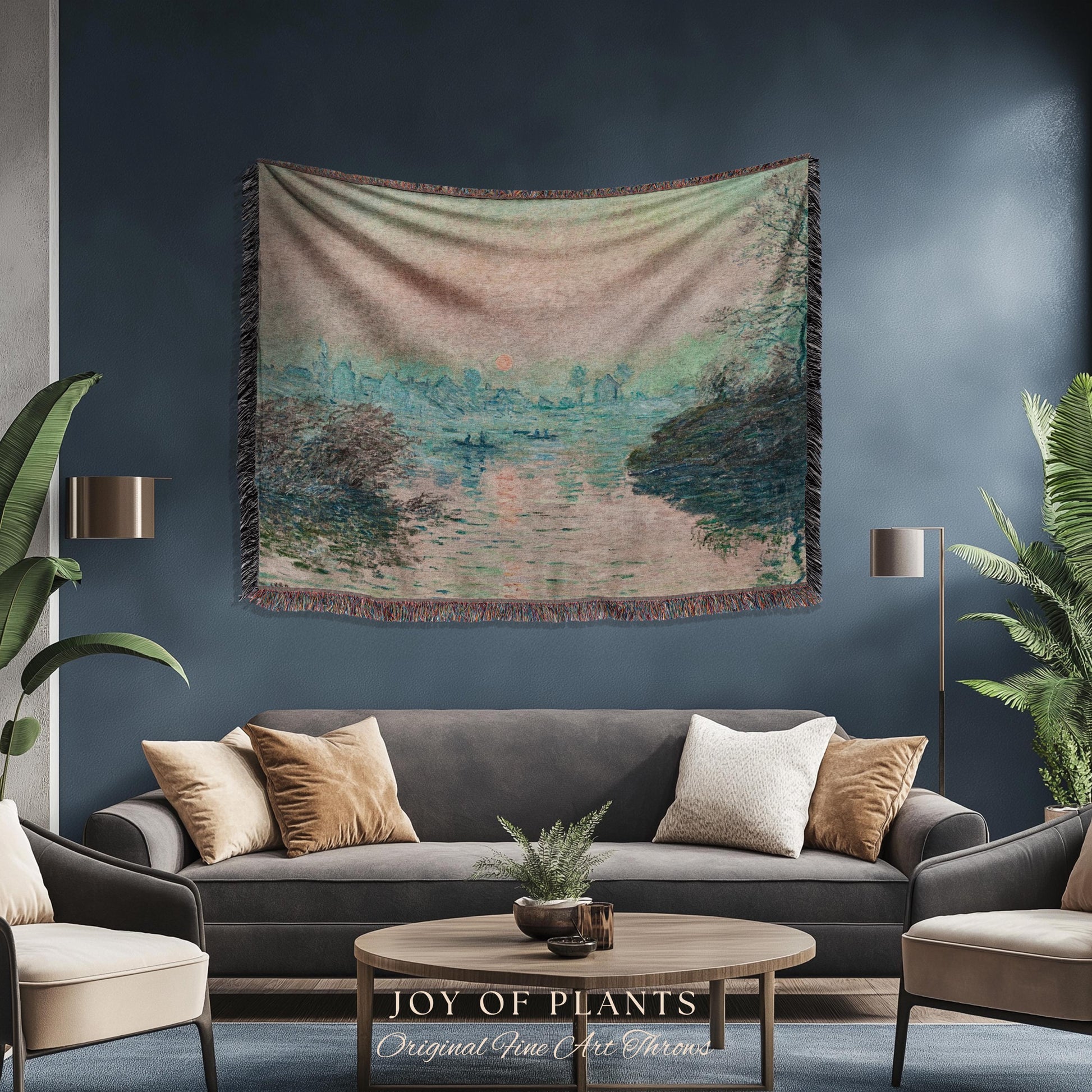 Impression Sunrise Throw | Monet Fine Art French Impressionism Blanket In Soft Pastel Hues For Cozy Cottagecore Decor And Artistic Home Gift
