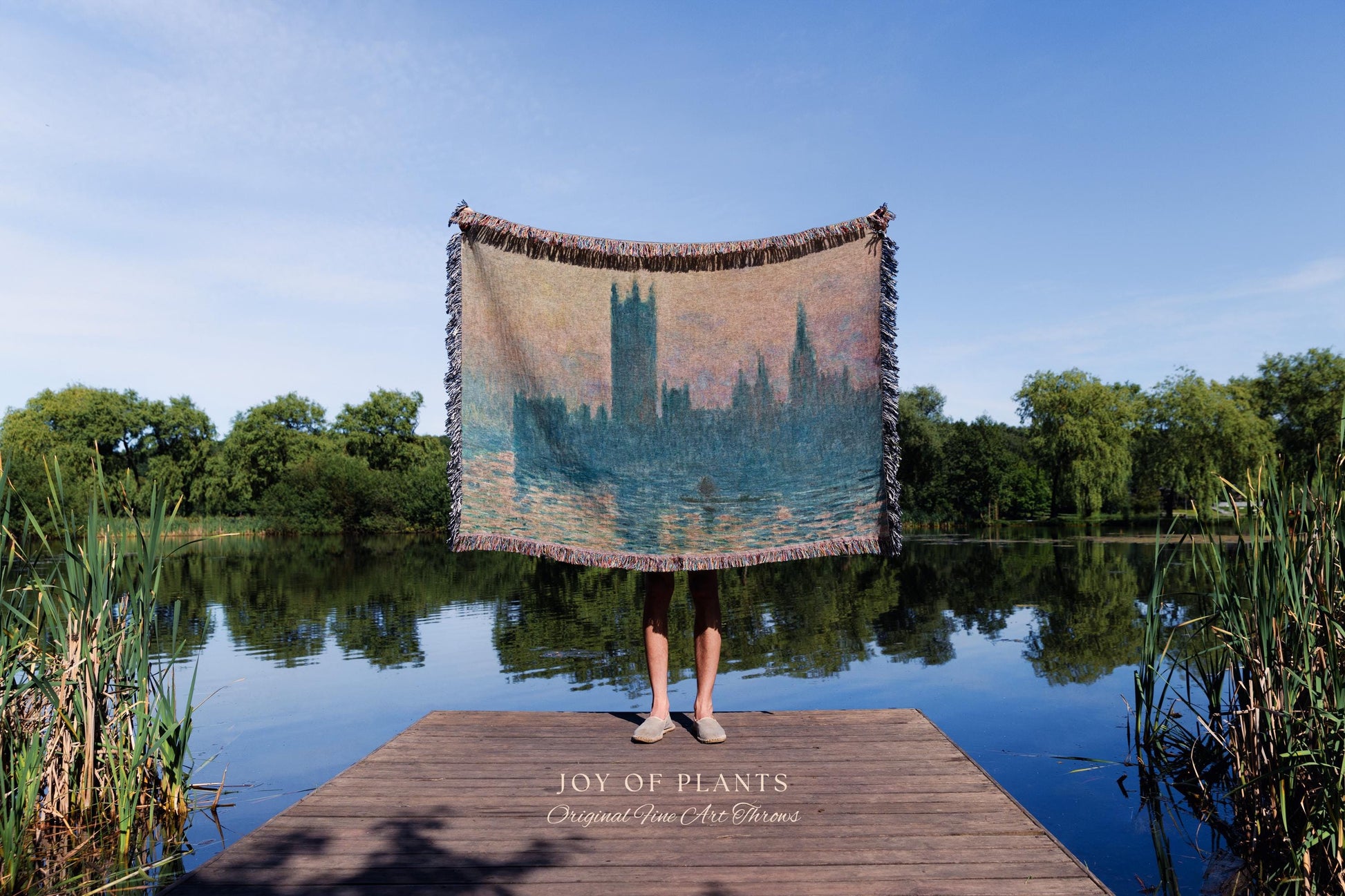 Houses of Parliament London Throw Monet Fine Art Woven Tapestry | Impressionist Wall Decor Misty Hues Elegant Home Style Art History Gifts