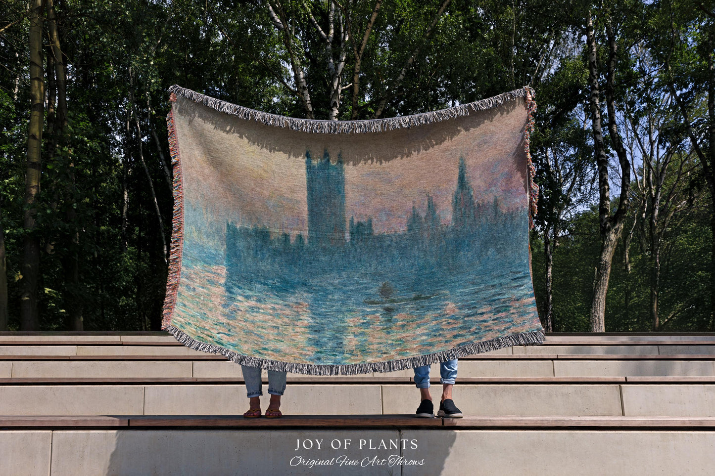 Houses of Parliament London Throw Monet Fine Art Woven Tapestry | Impressionist Wall Decor Misty Hues Elegant Home Style Art History Gifts