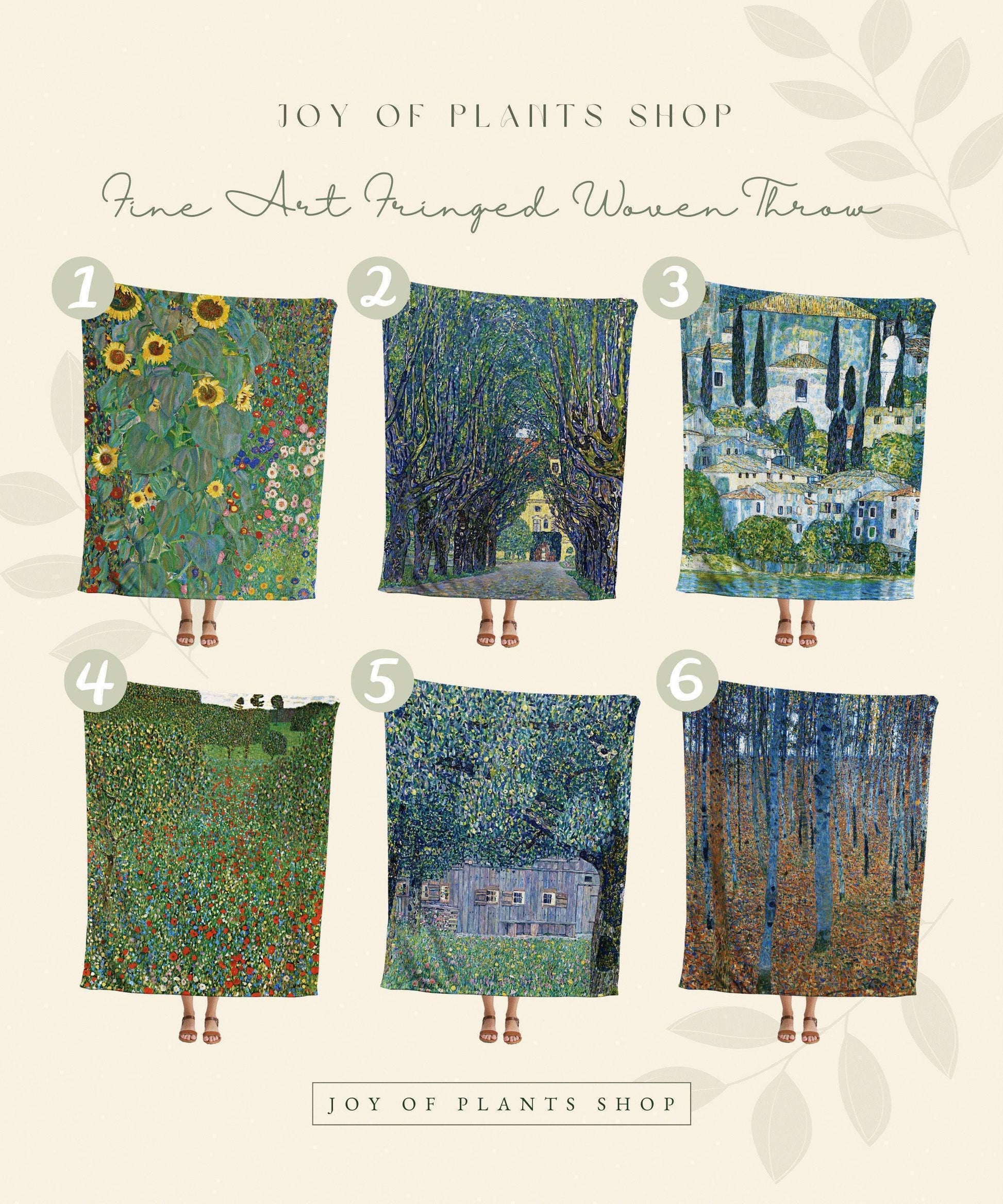 Klimt Tapestry 'Farm Garden with Sunflowers' | Gustav Klimt Sunflower Painting Fine Art Blanket Woven Throw | Famous Art Painting Blanket |
