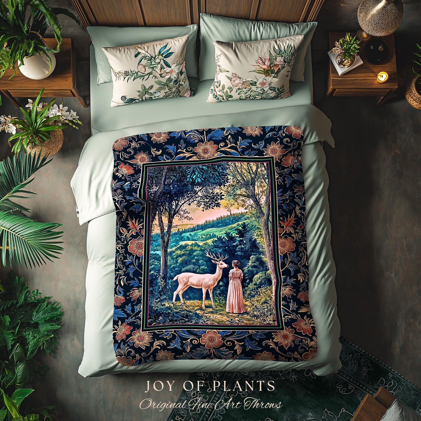 Romantic Landscape Storybook Tapestry | Fantasy Aesthetic Woven Wall Art Vintage Princess Blanket Whimsical Coquette Maximalist Renaissance