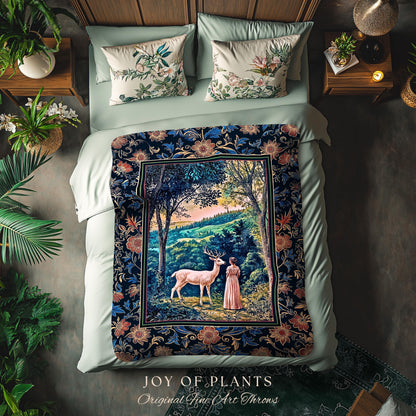 Romantic Landscape Storybook Tapestry | Fantasy Aesthetic Woven Wall Art Vintage Princess Blanket Whimsical Coquette Maximalist Renaissance