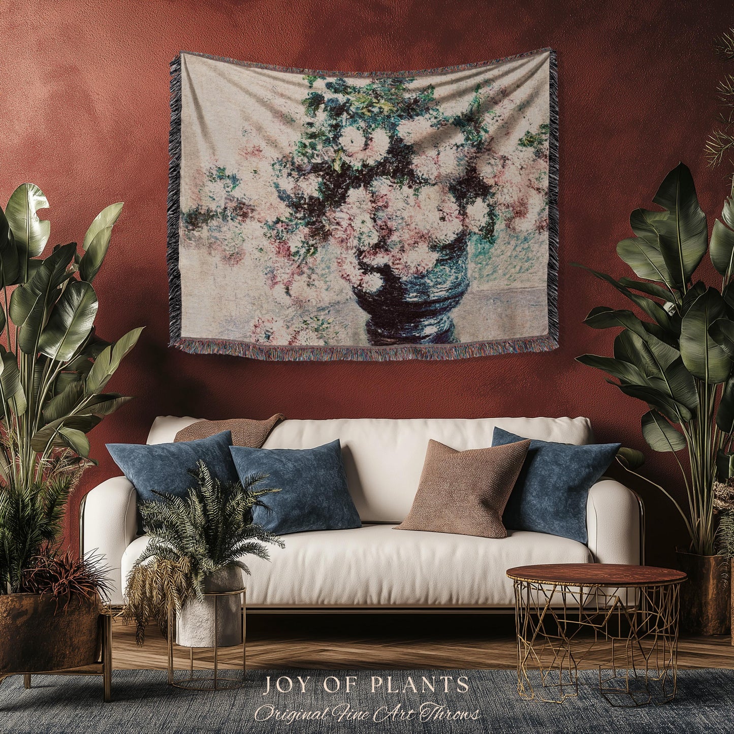 Chrysanthemums by Claude Monet Floral Fine Art Throw | Soft Pastels Botanical Design Tapestry Blanket for Garden Lovers and Art History Fans