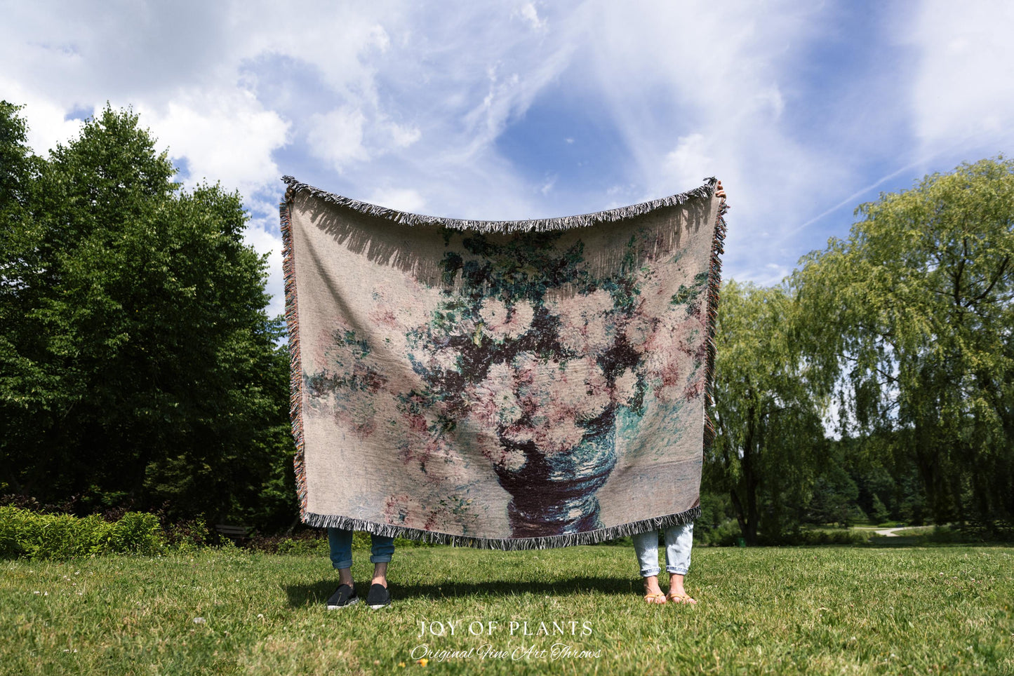 Chrysanthemums by Claude Monet Floral Fine Art Throw | Soft Pastels Botanical Design Tapestry Blanket for Garden Lovers and Art History Fans