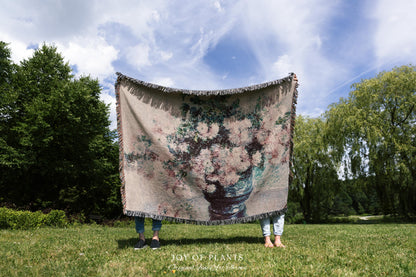 Chrysanthemums by Claude Monet Floral Fine Art Throw | Soft Pastels Botanical Design Tapestry Blanket for Garden Lovers and Art History Fans