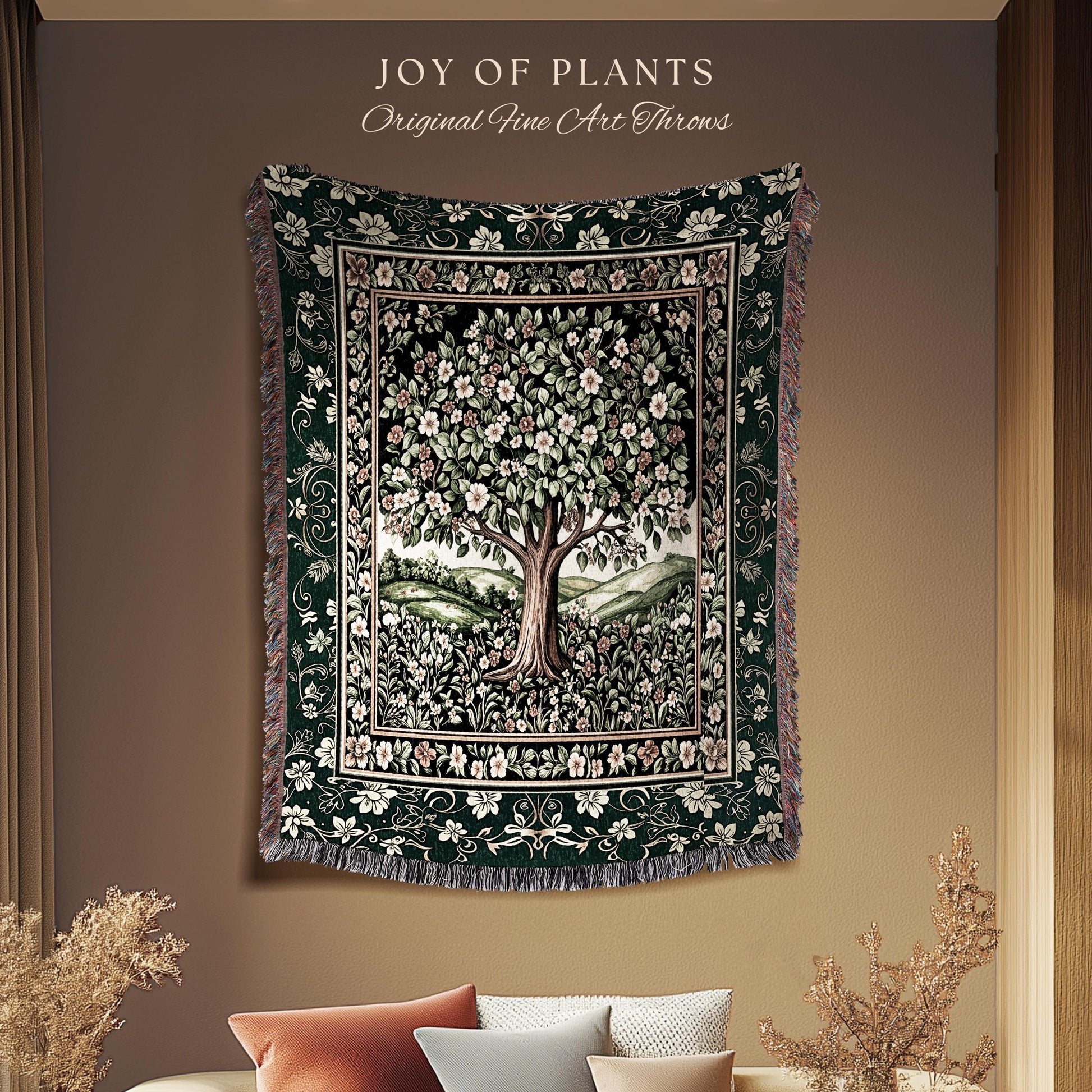 Fairytale Garden Timeless Accent Woven Throw Tree Blanket Jacquard Tapestry