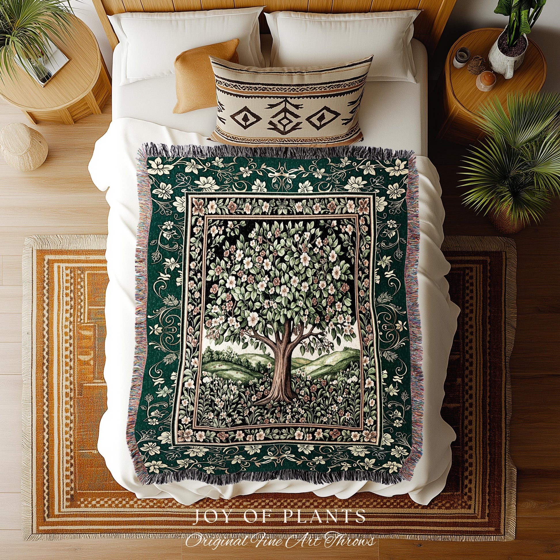Fairytale Garden Timeless Accent Woven Throw Tree Blanket Jacquard Tapestry