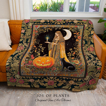 Season of the Witch Bohemian Blanket | Magical Medieval Woven Wall Tapestry Occult Gothic Home Decor Enchanted Academia Folklore Aesthetic |