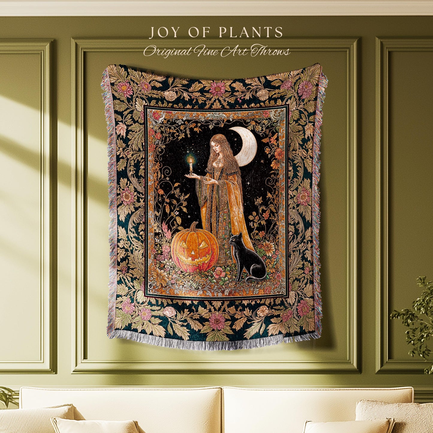 Season of the Witch Bohemian Blanket | Magical Medieval Woven Wall Tapestry Occult Gothic Home Decor Enchanted Academia Folklore Aesthetic |