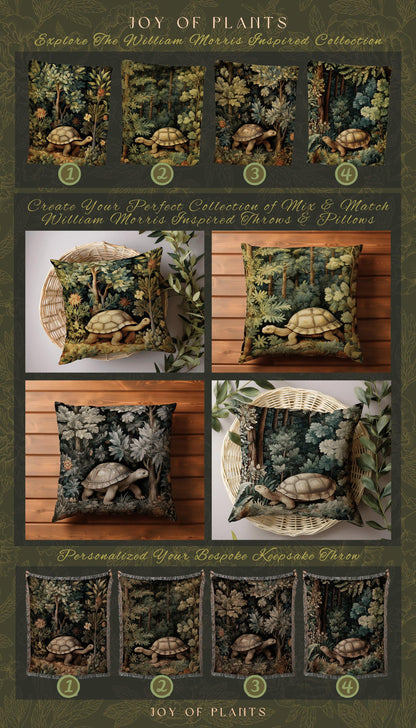 Nature Throw Blanket Woodland | William Morris inspired Botanical Blanket Woodland Cottagecore Maximalist Decor Woven Blanket Turtle Decor |