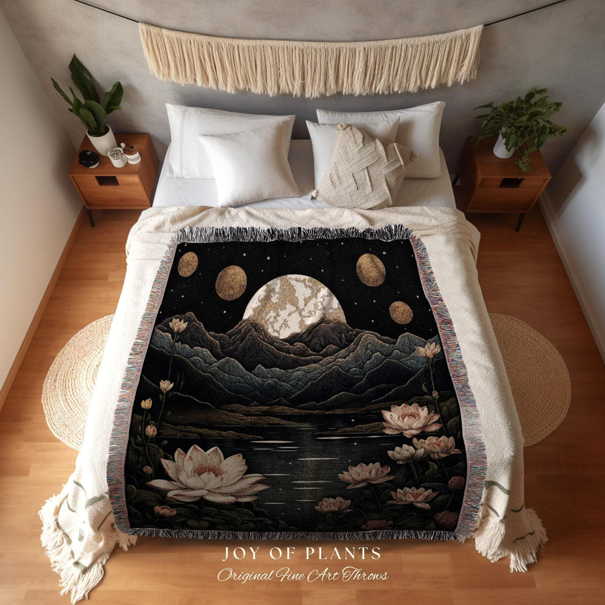 Waterlily Birth Flower July Birthday Custom Gift | Woven Blanket Personalized Birth Month Flower Tapestry | July Waterlily Room Decor Floral
