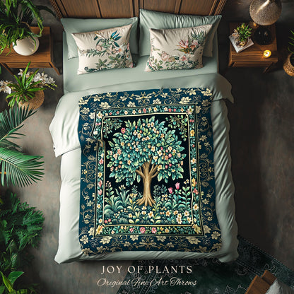 Folklore Forest Storybook Tree Throw Blanket Woven Cotton Wall Tapestry