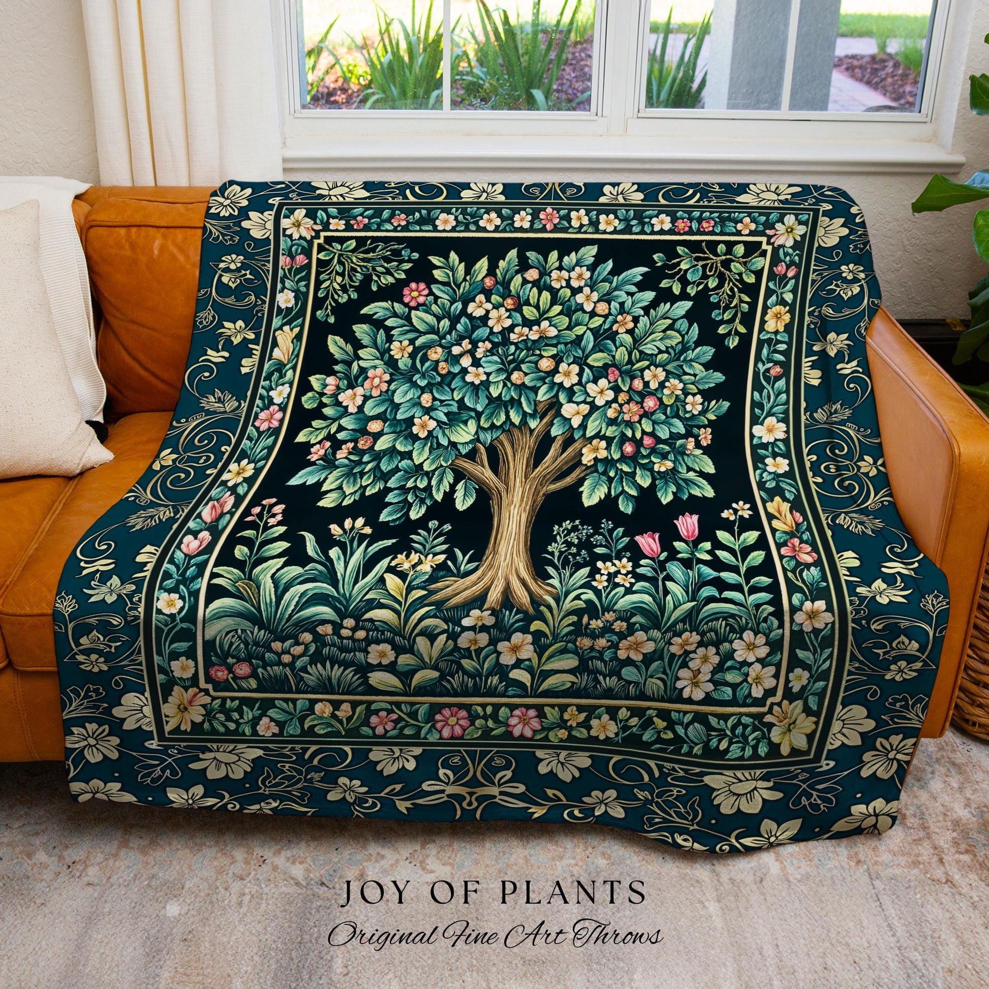 Folklore Forest Storybook Tree Throw Blanket Woven Cotton Wall Tapestry