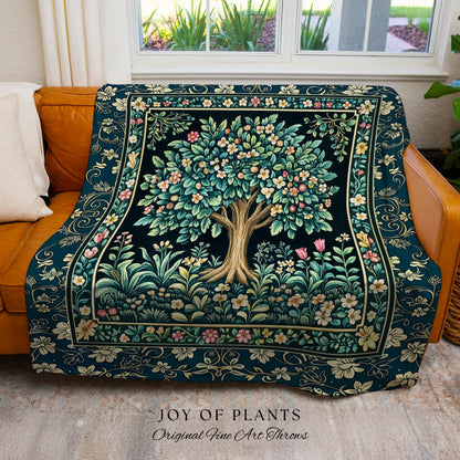 Folklore Forest Storybook Tree Throw Blanket Woven Cotton Wall Tapestry