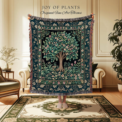 Folklore Forest Storybook Tree Throw Blanket Woven Cotton Wall Tapestry