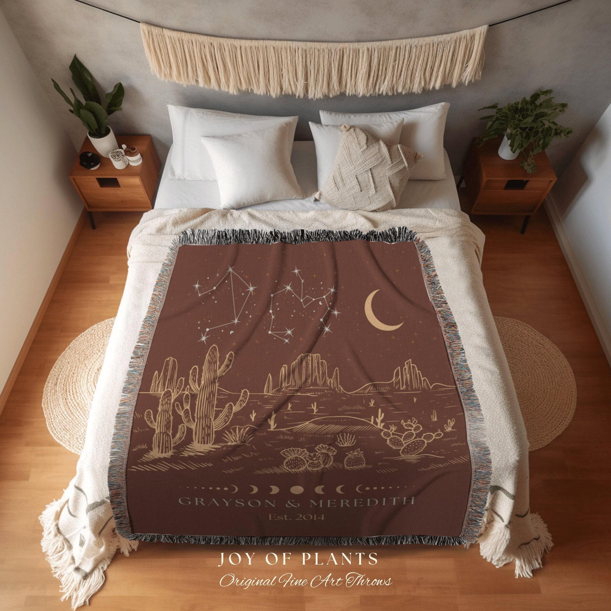 Couples Star Map Blanket | Southwestern Wall Art Modern Desert Aesthetic Zodiac Sign Couples Custom Constellation Gift Personalized Stars |