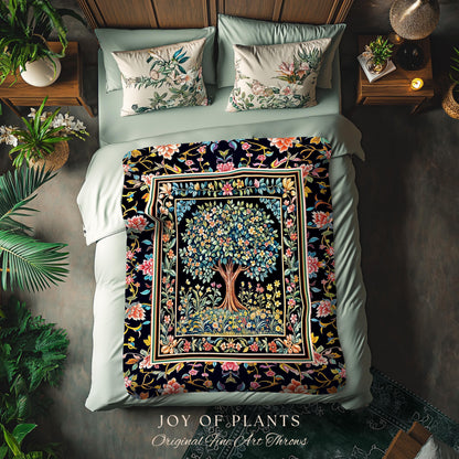 Eclectic Whimsy Tree of Life Woven Throw Blanket Jacquard Tapestry