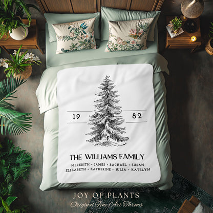 Vintage Family Tree Blanket | Christmas Gift Custom Family Tree Personalized Tapestry Meaningful Gift for Grandma Sentimental Family Gift |