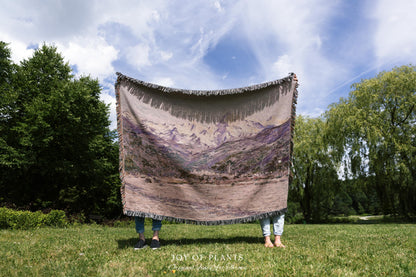 The Mountains in the Creuse Blanket Monet Fine Art Tapestry Throw | Serene Mountain Landscape Soft Muted Earthy Tones Cottagecore Blanket