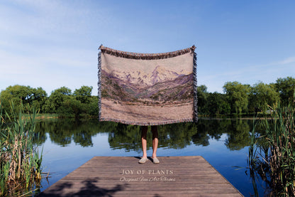 The Mountains in the Creuse Blanket Monet Fine Art Tapestry Throw | Serene Mountain Landscape Soft Muted Earthy Tones Cottagecore Blanket