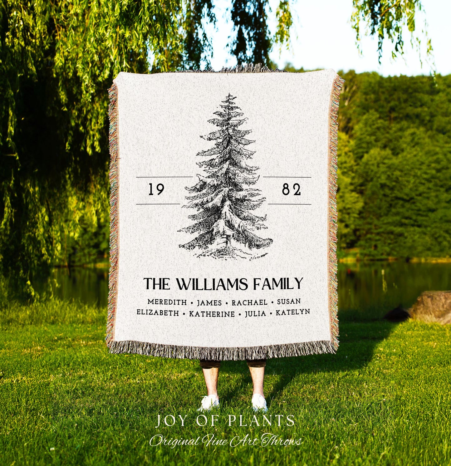 Vintage Family Tree Blanket | Christmas Gift Custom Family Tree Personalized Tapestry Meaningful Gift for Grandma Sentimental Family Gift |