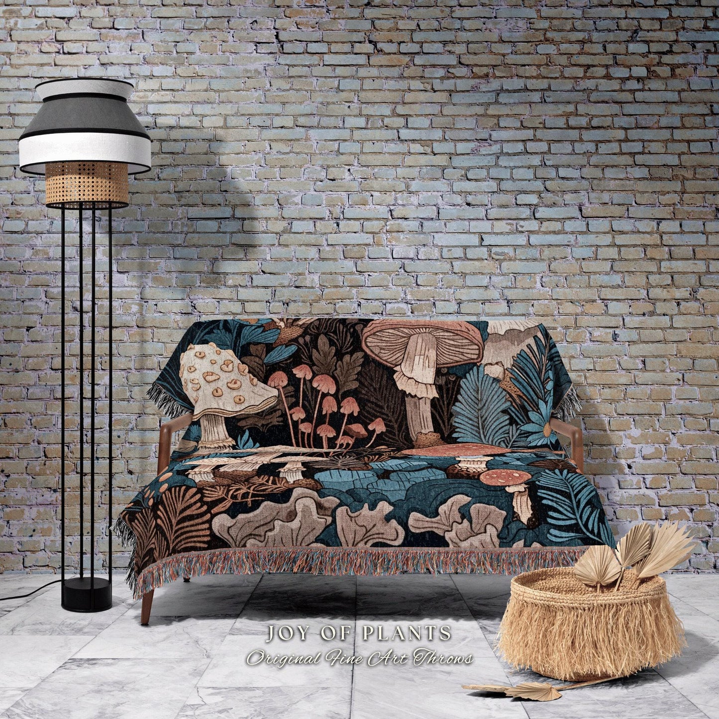 Cozy Mushroom Throw Blanket | Eclectic Throw for Mushroom Lover Gift Whimsical Room Design Reading Nook Maximalist Aesthetic Toadstool