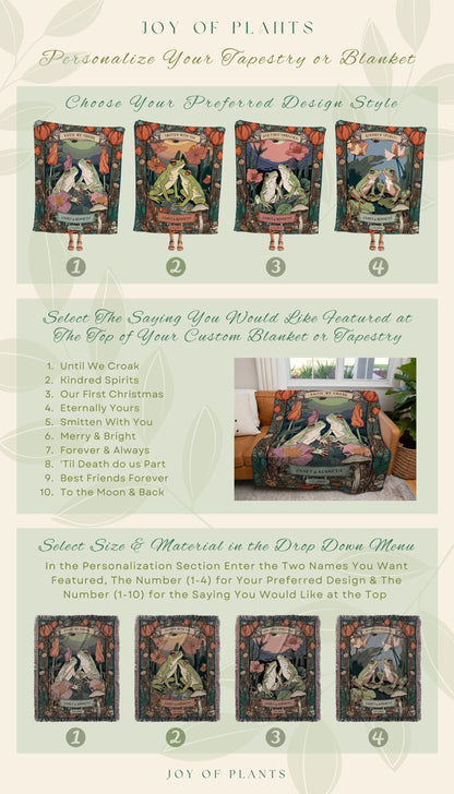 Frog Lovers Tapestry Retro | Until We Croak Blanket Woven Anniversary Custom Name Blanket Frog Funny Tapestry Frog & Toad Vintage Room Decor