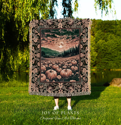 Magic Celestial Moon Woven Tapestry Throw Wall Hanging | Cozy Spooky Halloween Night Sky Blanket Rustic Pumpkin Fall Academia Whimsical Home