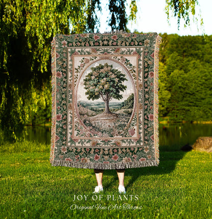 Chateau Garden Tree of Life Tapestry Blanket Jacquard Woven Coverlet