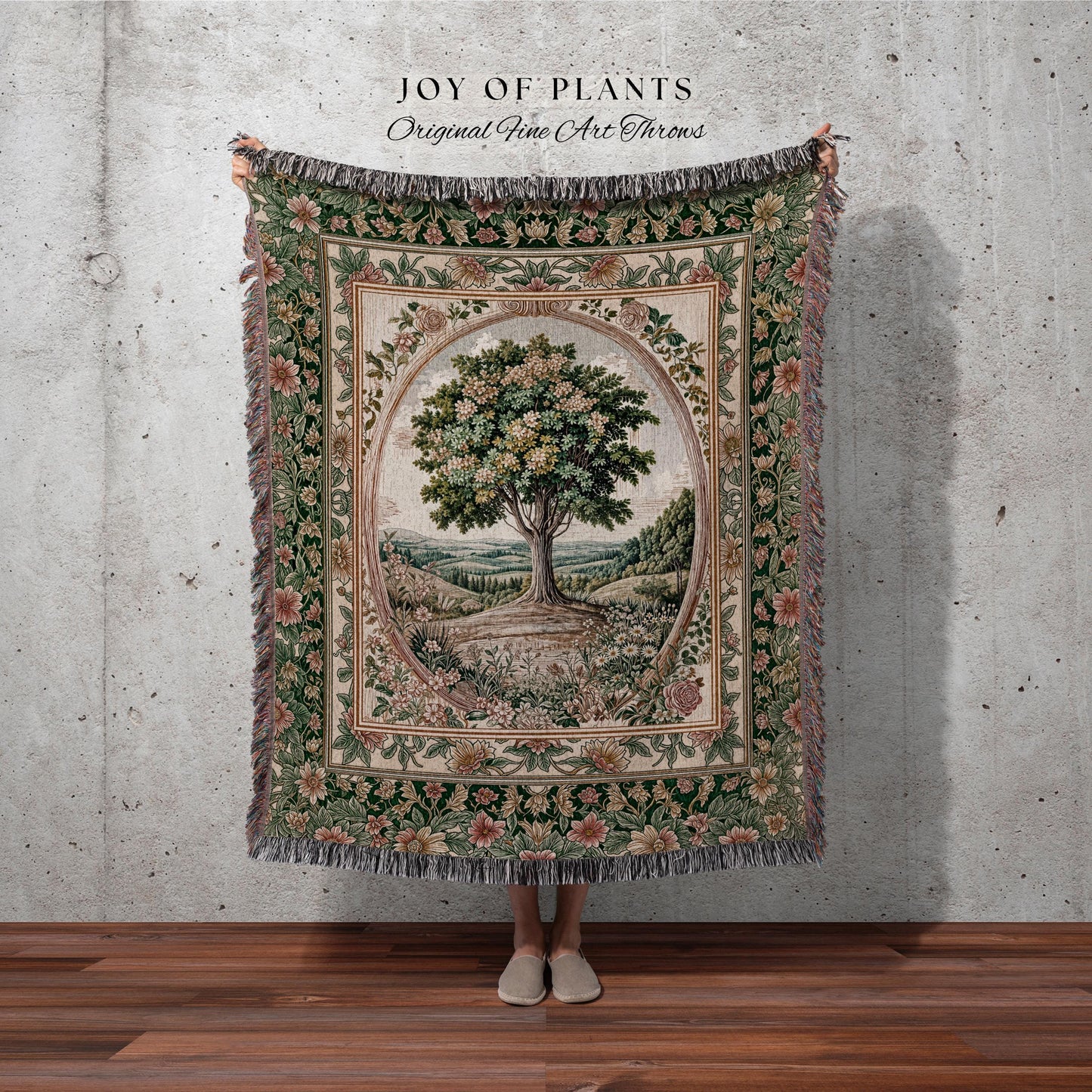 Chateau Garden Tree of Life Tapestry Blanket Jacquard Woven Coverlet