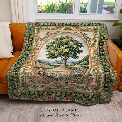 Chateau Garden Tree of Life Tapestry Blanket Jacquard Woven Coverlet