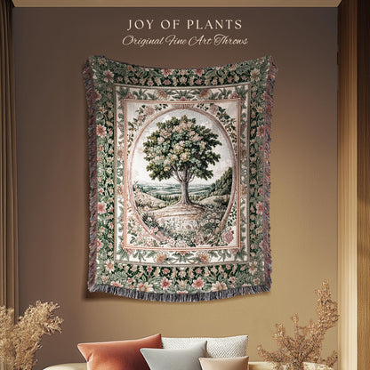 Chateau Garden Tree of Life Tapestry Blanket Jacquard Woven Coverlet