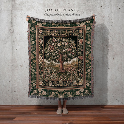 Botanical Tree of Life Accent Woven Throw Blanket Jacquard Tapestry